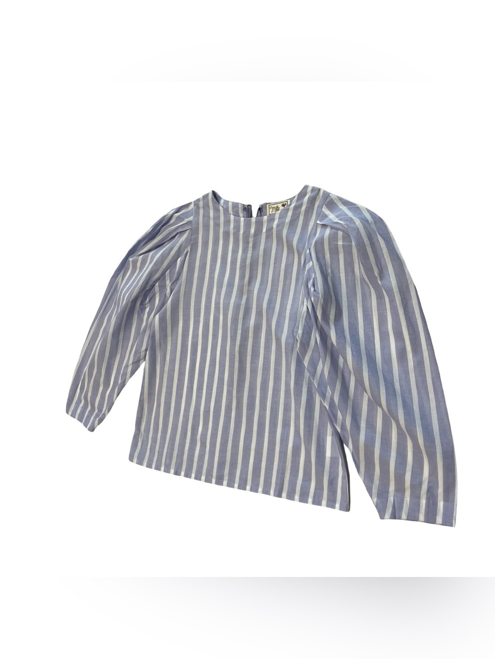 HTF Mille Lila Pleated Top Blouse Cotton Blue White Striped Sz XXS Anthropologie